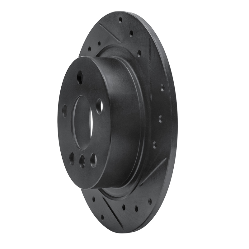 BMW 220i Brake Rotor (1) - Rear Right - R1 Concepts - Drilled & Slotted - Black - `14-`25